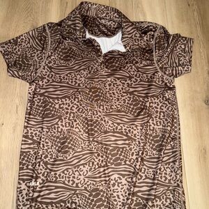 BYLT Basics Brown Animal Print Polo